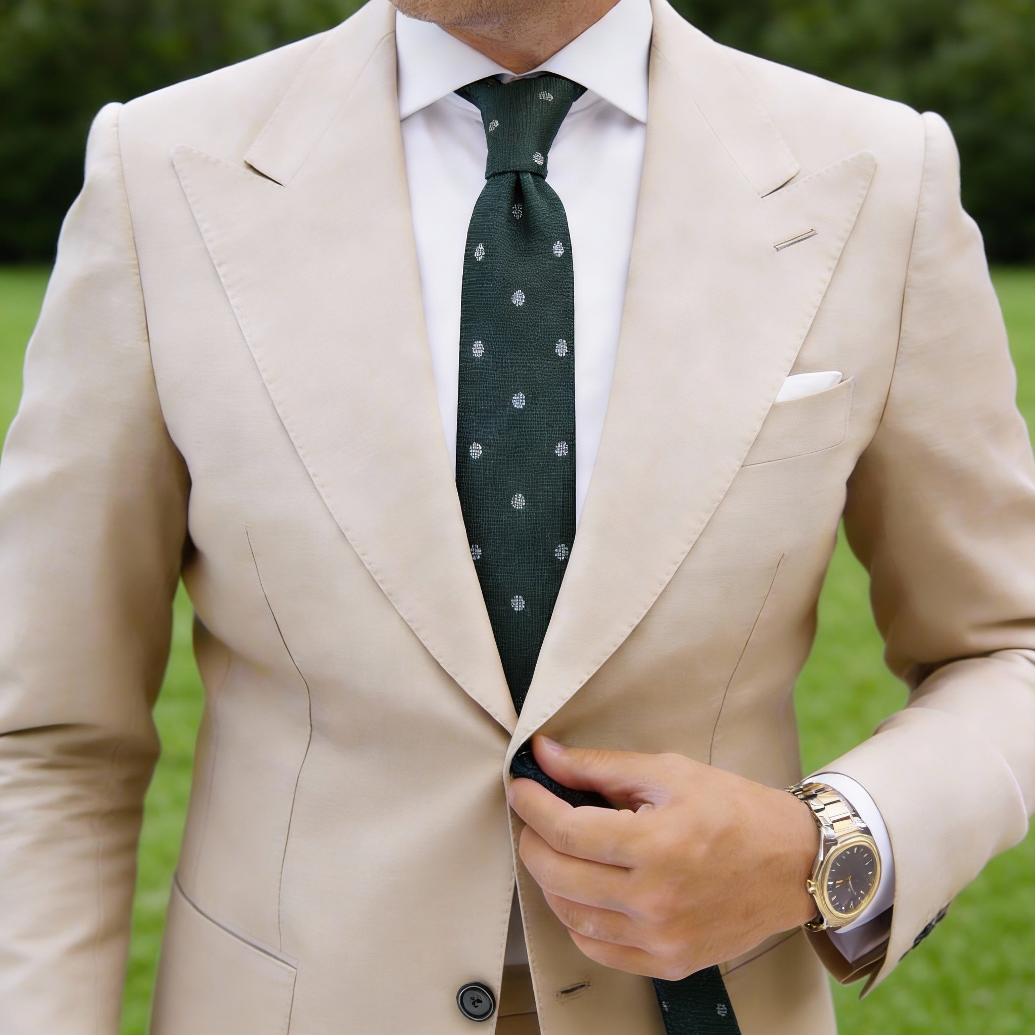 Dark Green With White Dots Necktie