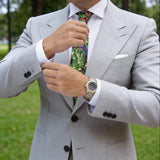 Blue With Red Green Circular Dragon Necktie