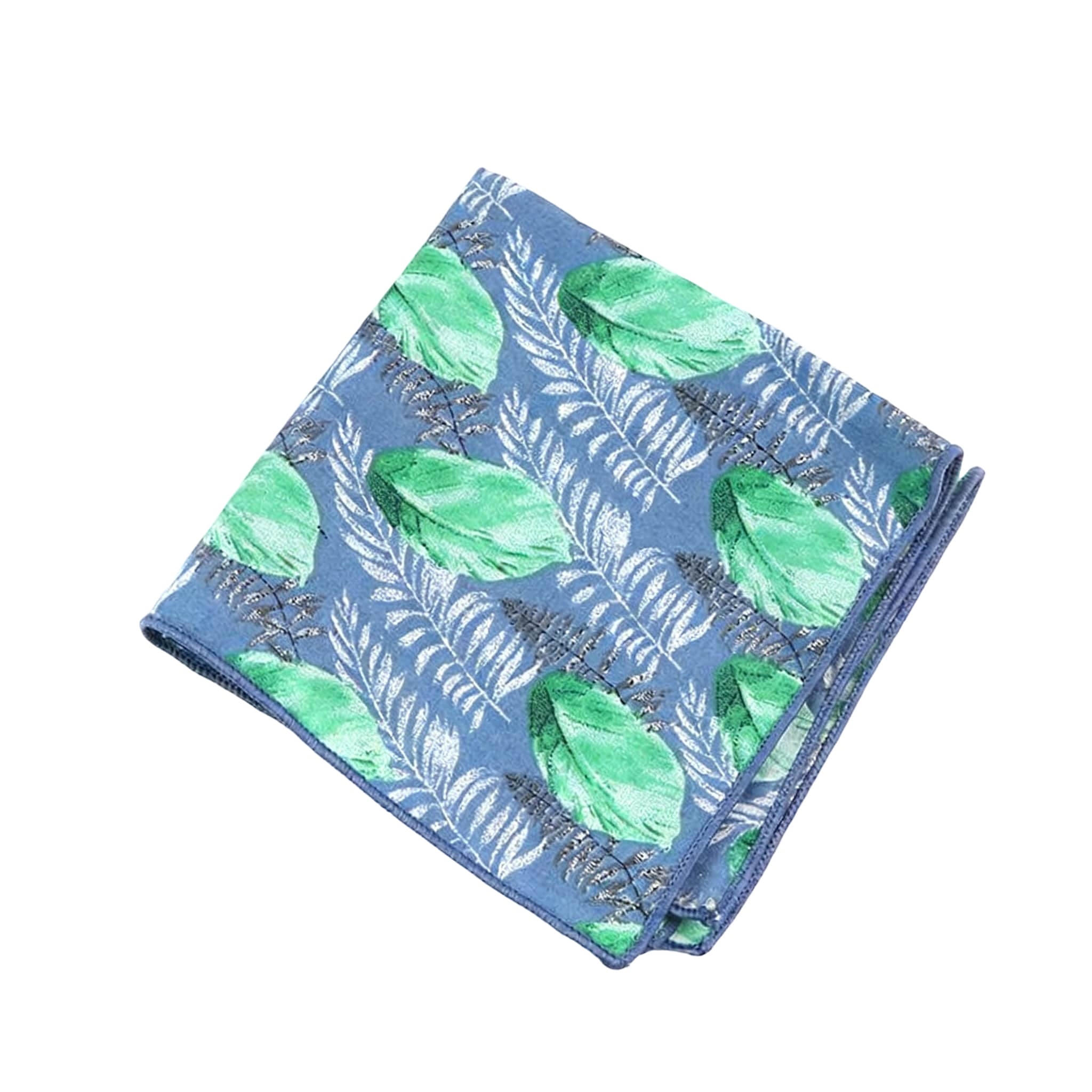 Blue Green Leaf Pocket Square
