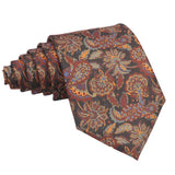 Brown Red Floral Necktie