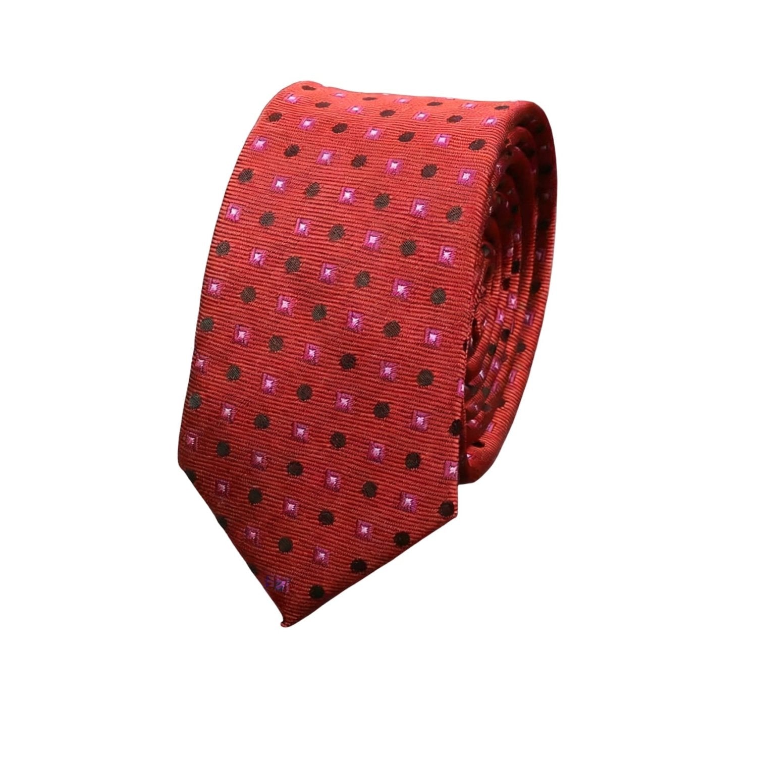 Red With Black Dots Pink Squares Necktie