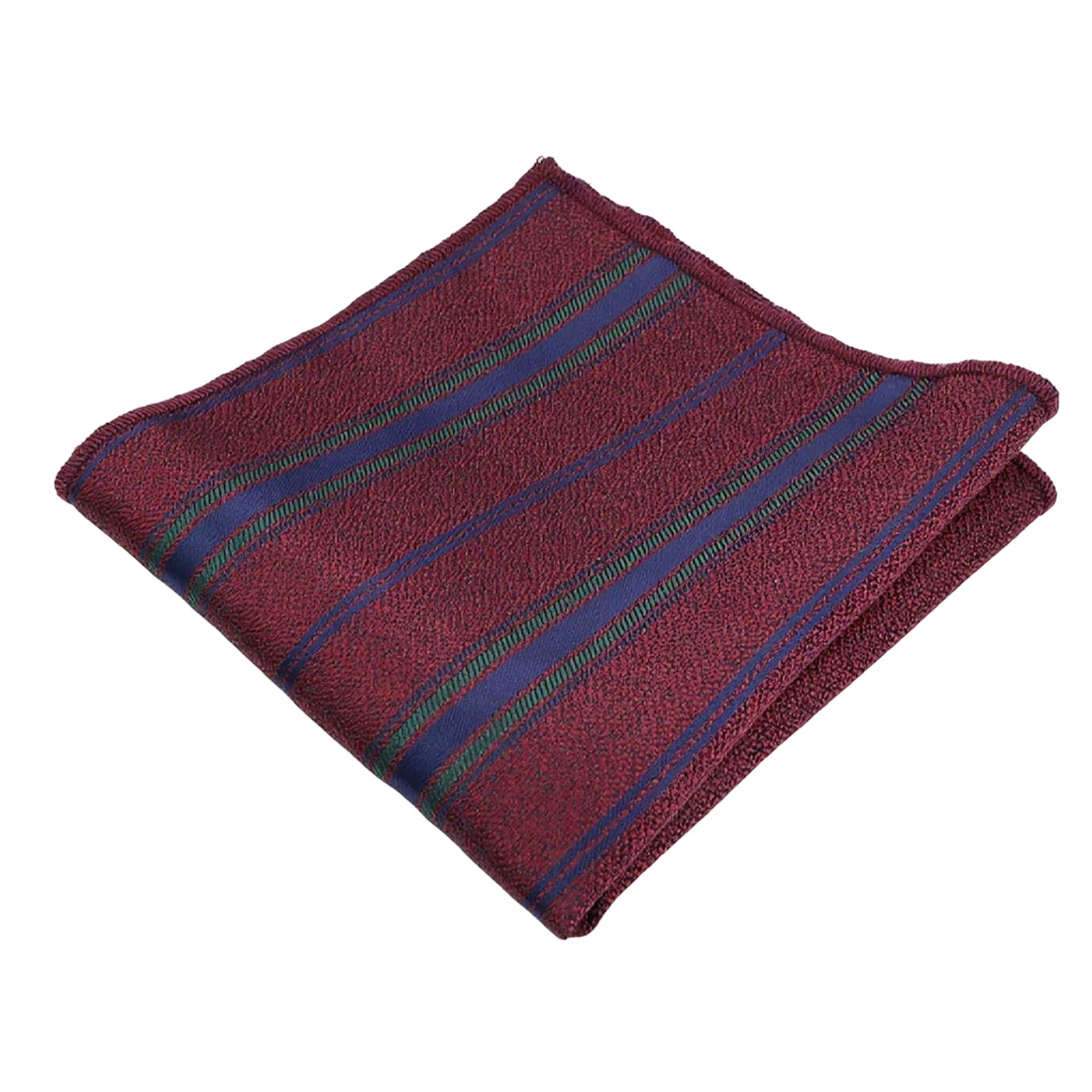 Burgundy Blue Striped Pocket Square