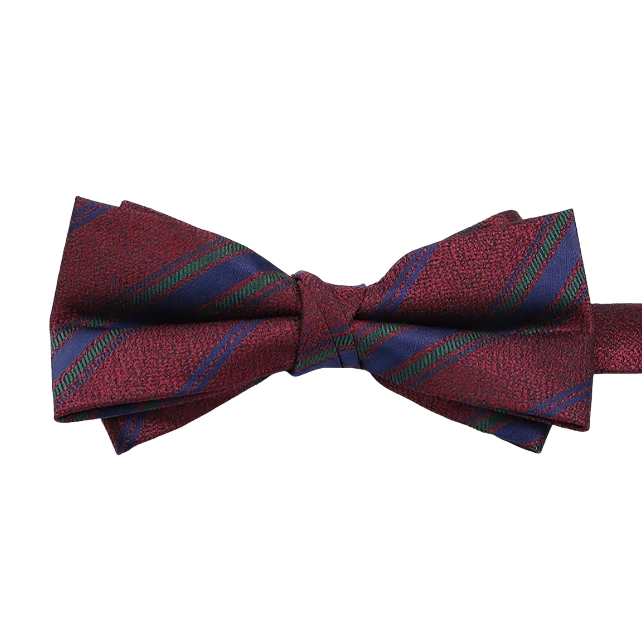 Burgundy Blue Striped Bowtie