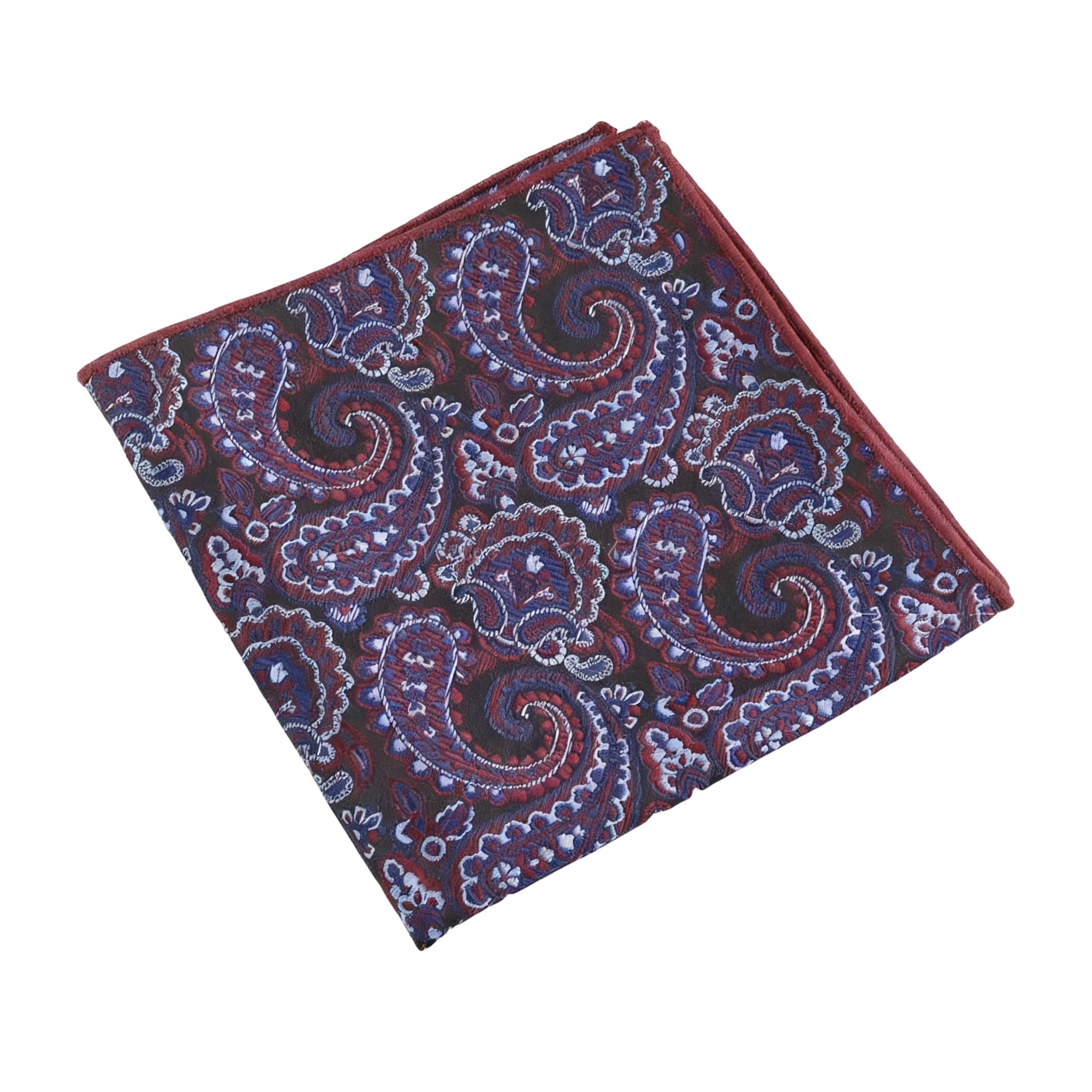 Black Red Paisley Pocket Square