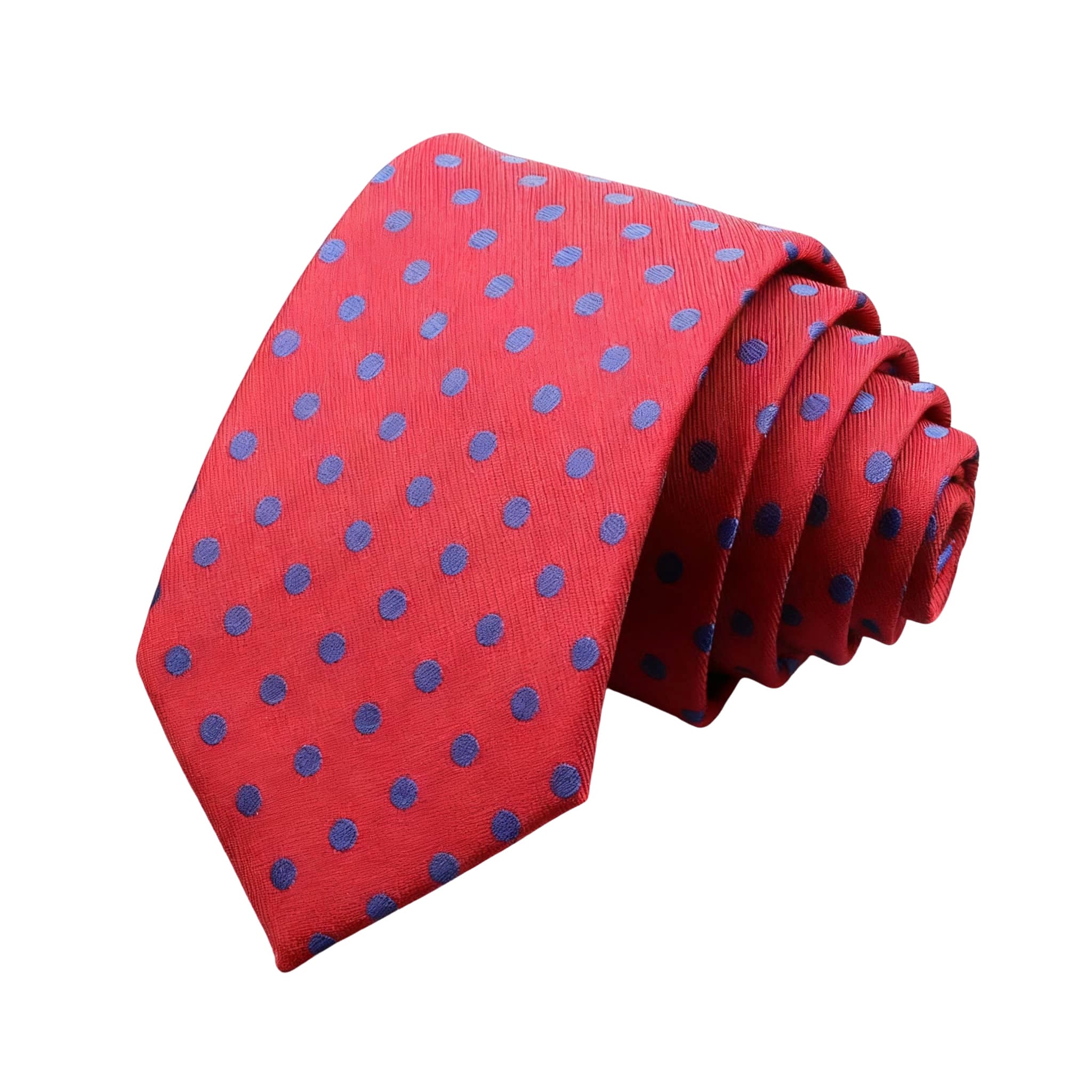 Red Necktie With Blue Polka Dots