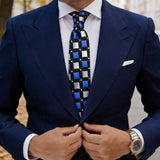 Black With Blue Gray Square Necktie