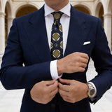 Black With Yellow Geometric Necktie