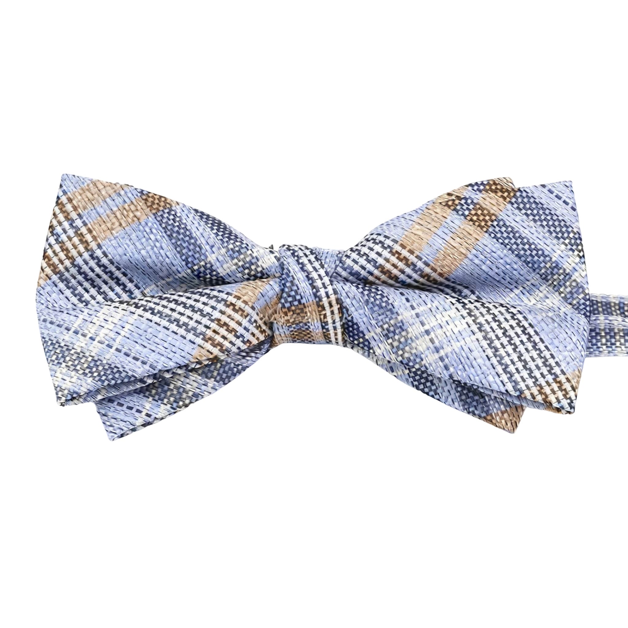 Light Blue Brown Plaid Bowtie