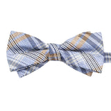 Light Blue Brown Plaid Bowtie