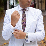 Purple Necktie With Yellow Pink Paisley