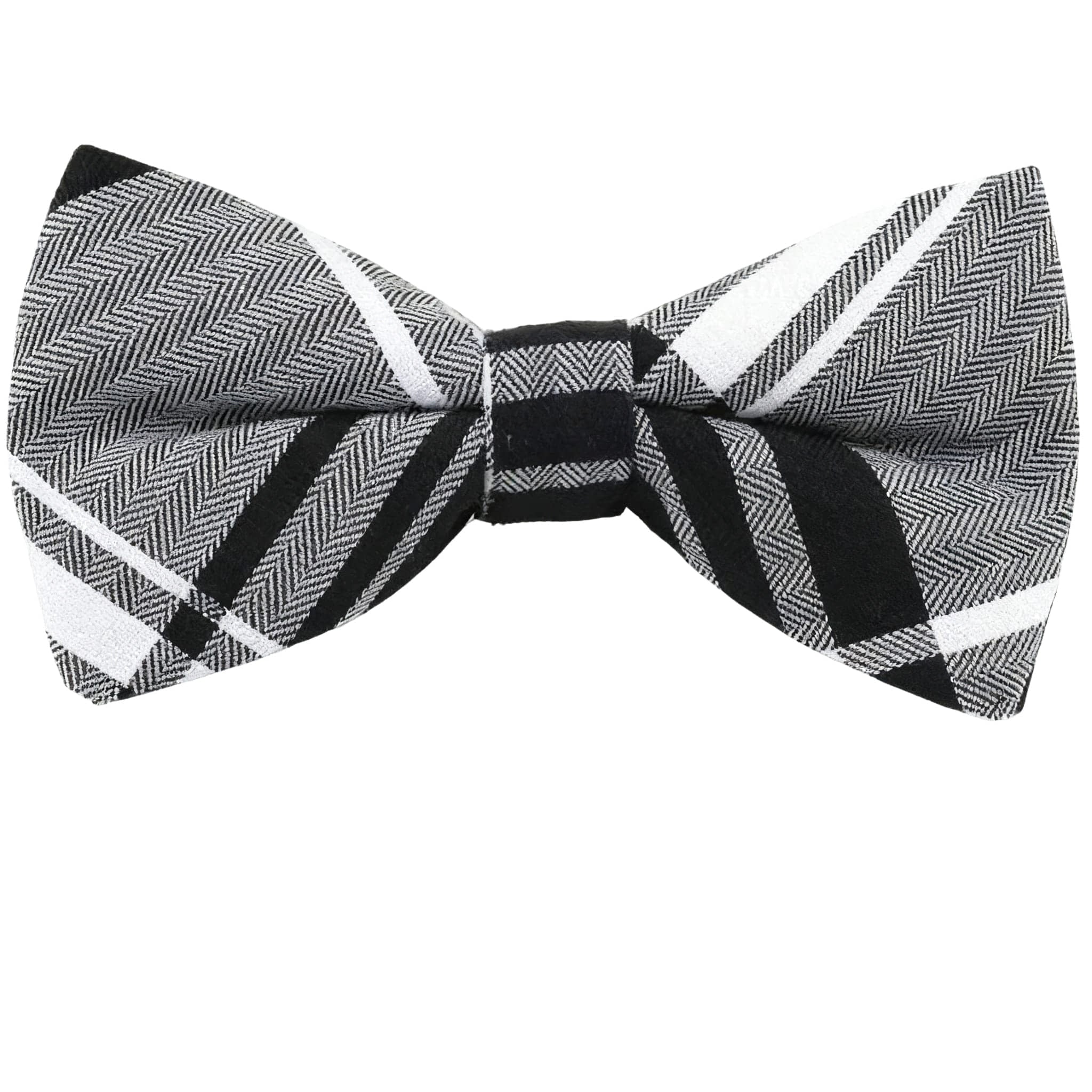 Black White Herringbone Bow Tie