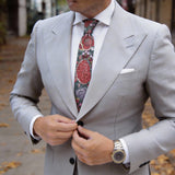 Gray With Red Floral Paisley Necktie