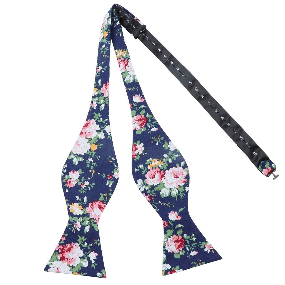 Navy Floral Hand‑Tied Cotton Bow Tie for Wedding