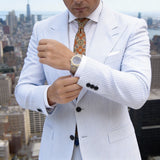 Orange With Multicolor Geometric Necktie