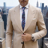 Black with Blue Purple Floral Bird Necktie