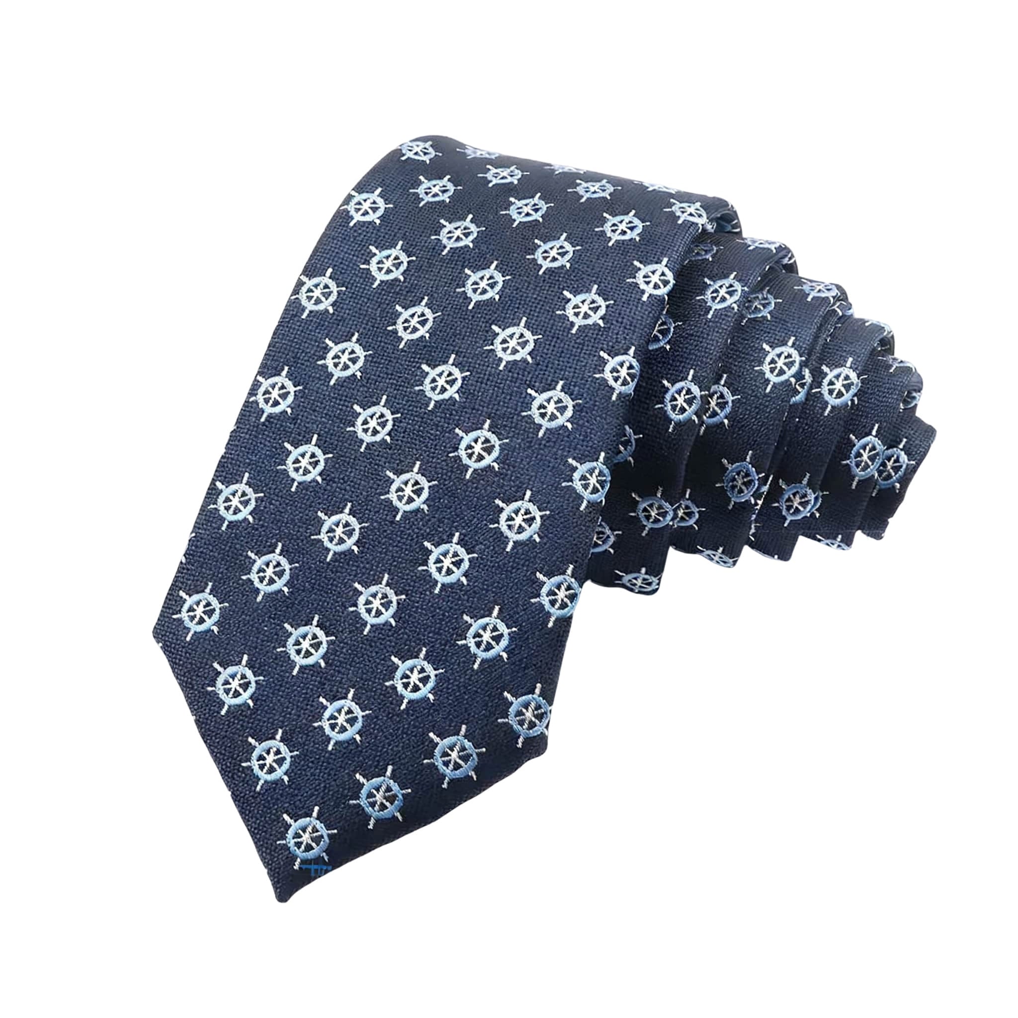 Navy Blue White Helm Necktie