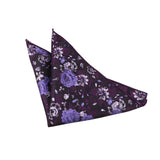 Purple White Floral Pocket Square