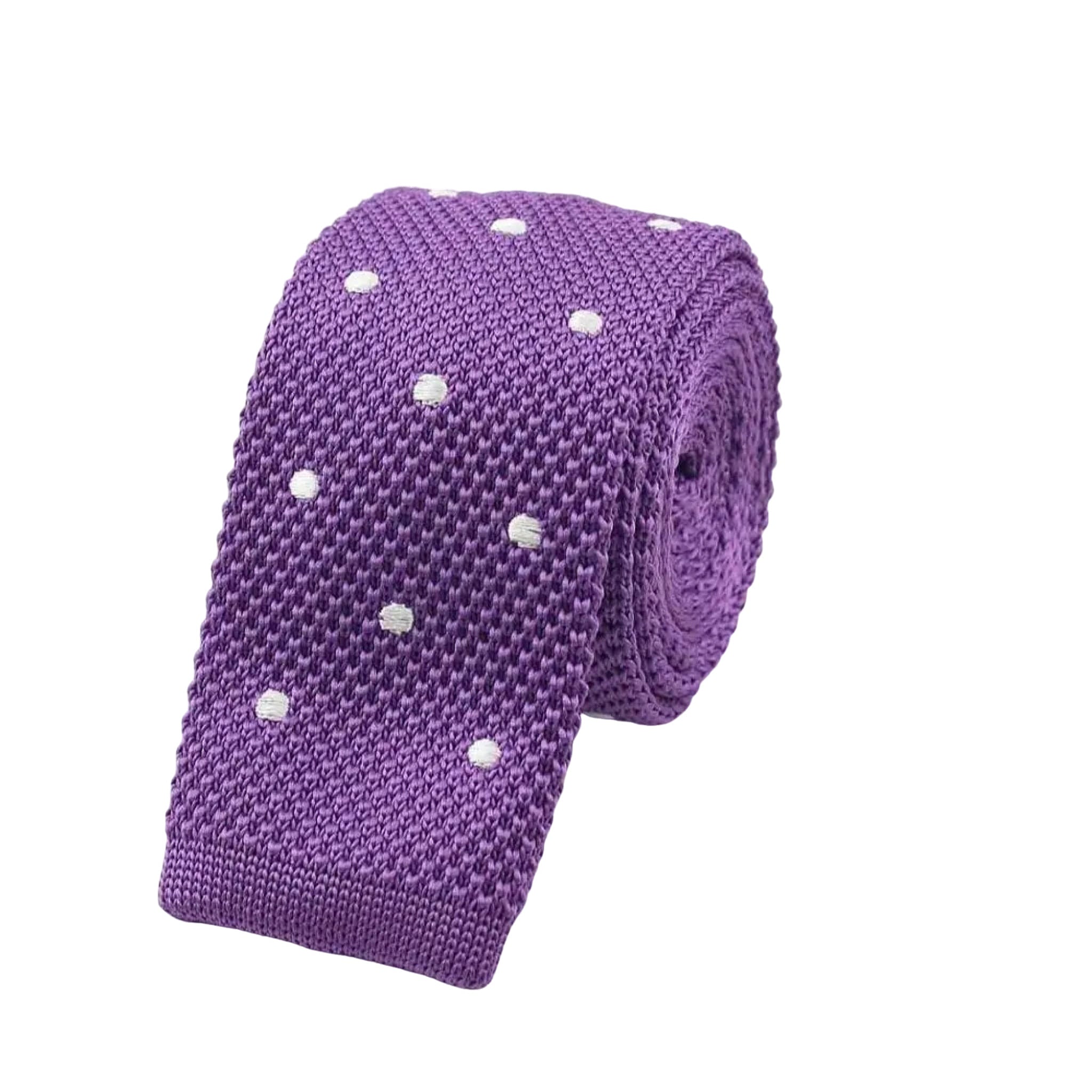Purple White Dot Knitted Tie