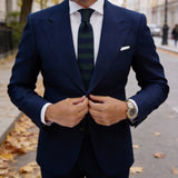 Dark Blue with Green Horizontal Stripes Knitted Necktie