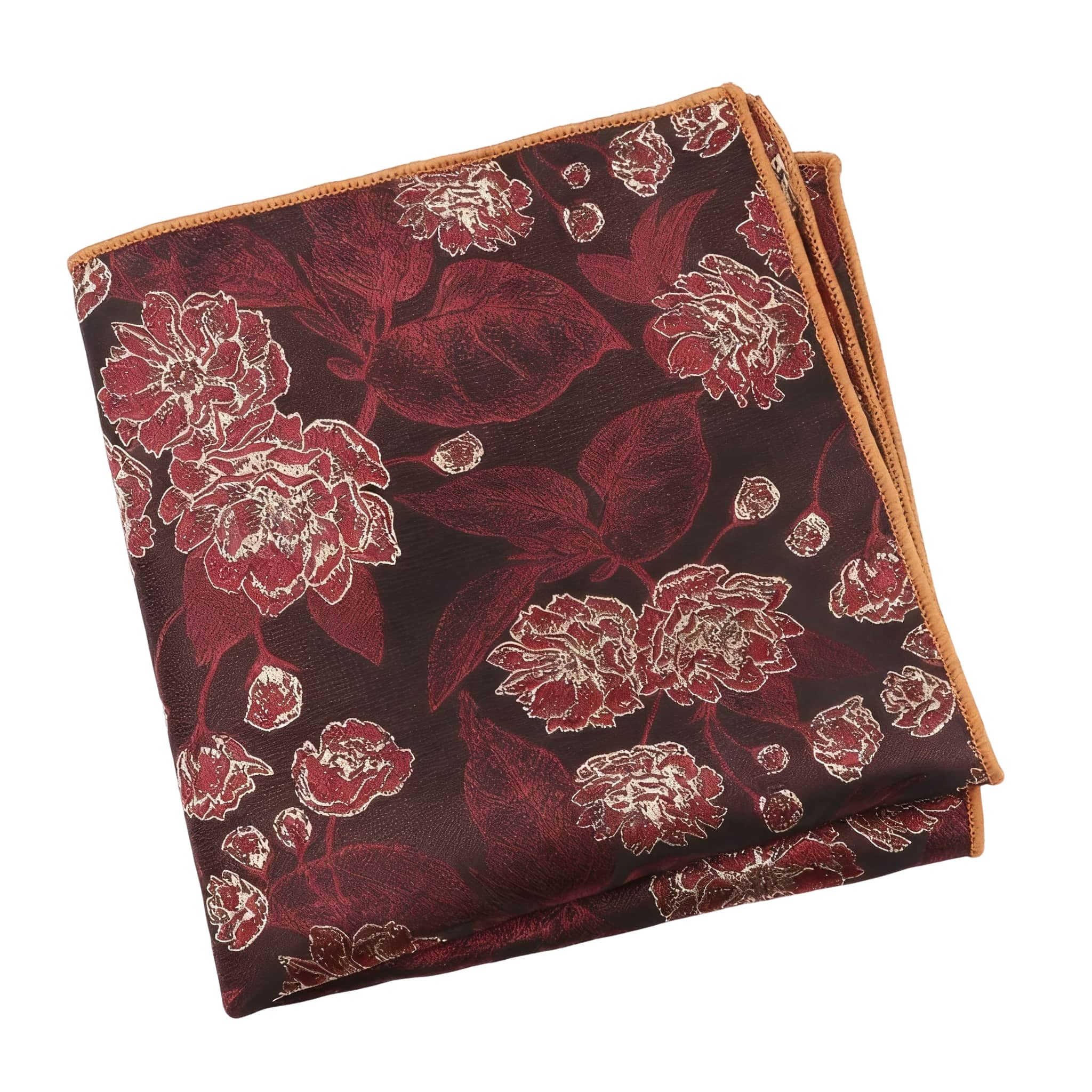 Brown Red Floral Pocket Square