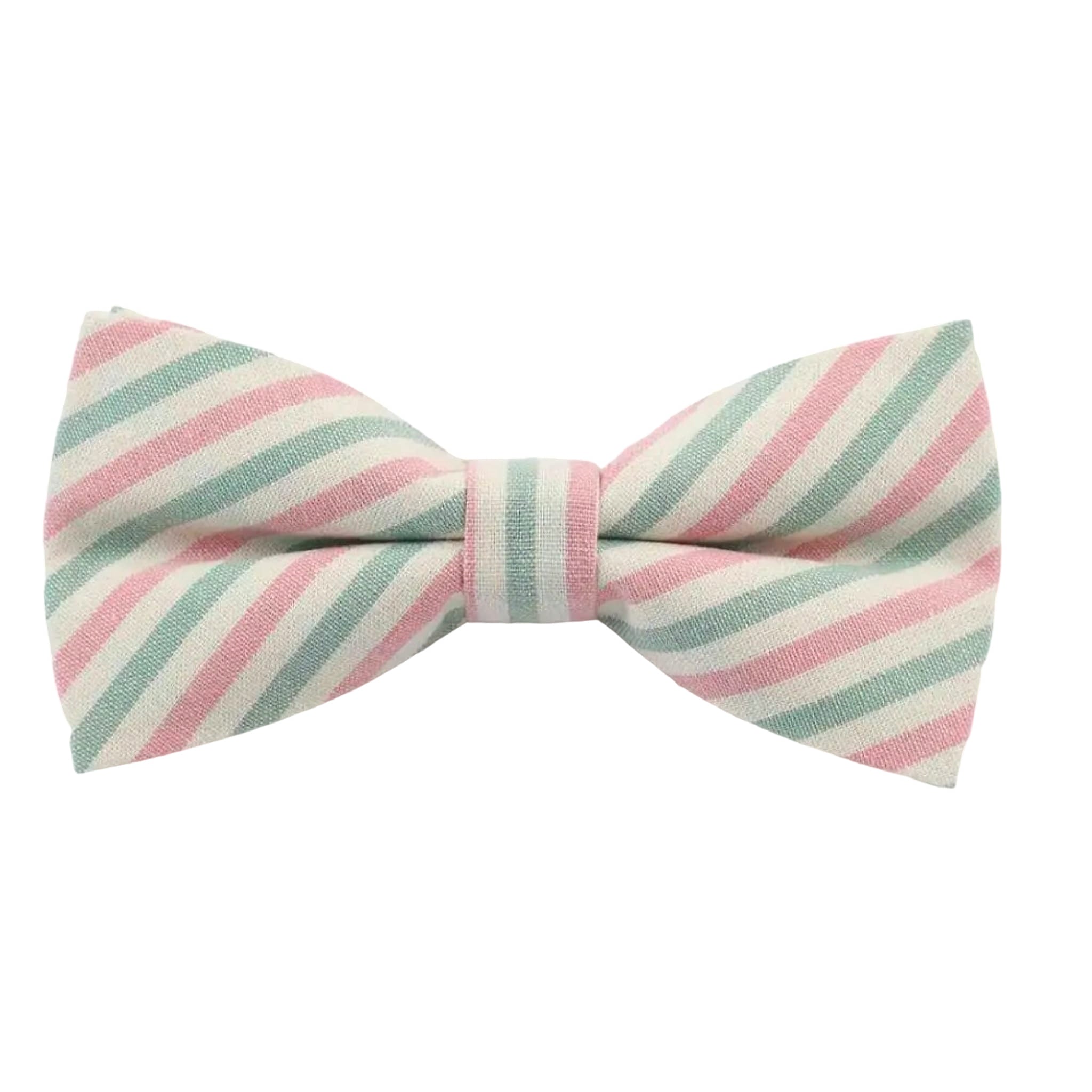 Beige Pink Striped Bow Tie