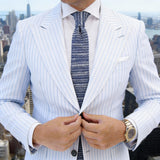 Navy Blue with White Knitted Necktie