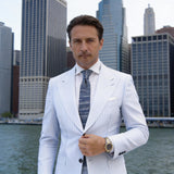 Navy Blue with White Knitted Necktie
