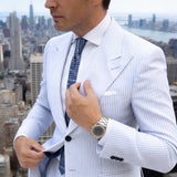 Navy Blue with White Knitted Necktie