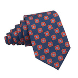 Navy Blue Red Floral Necktie