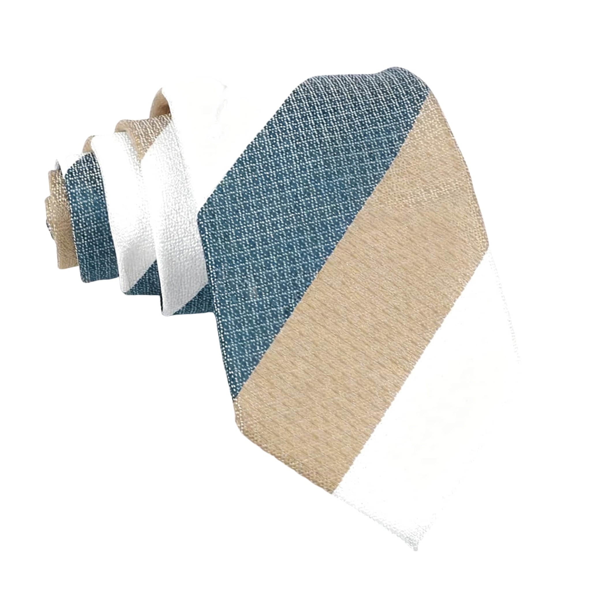 Beige Blue Striped Necktie
