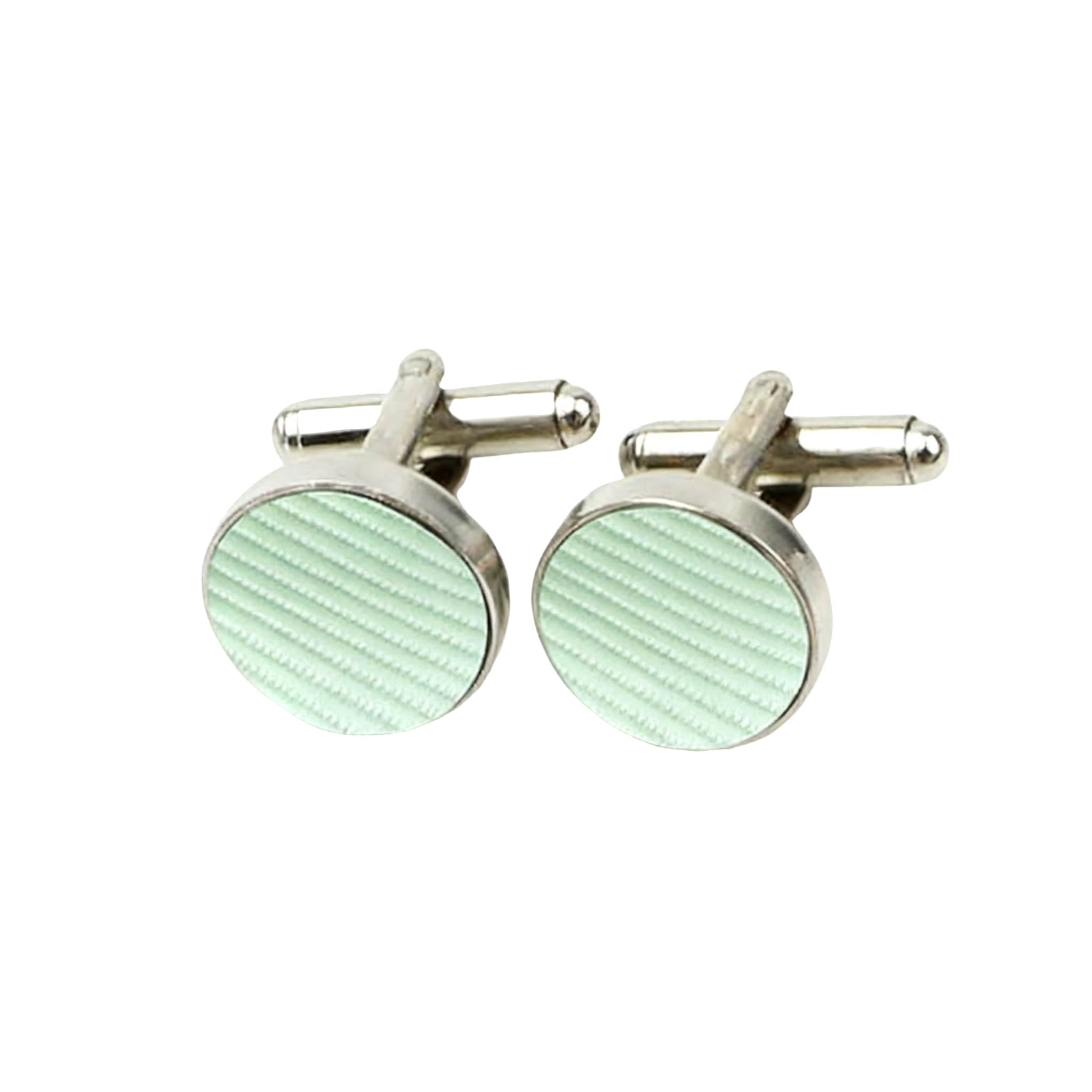 Mint Green White Striped Cufflink
