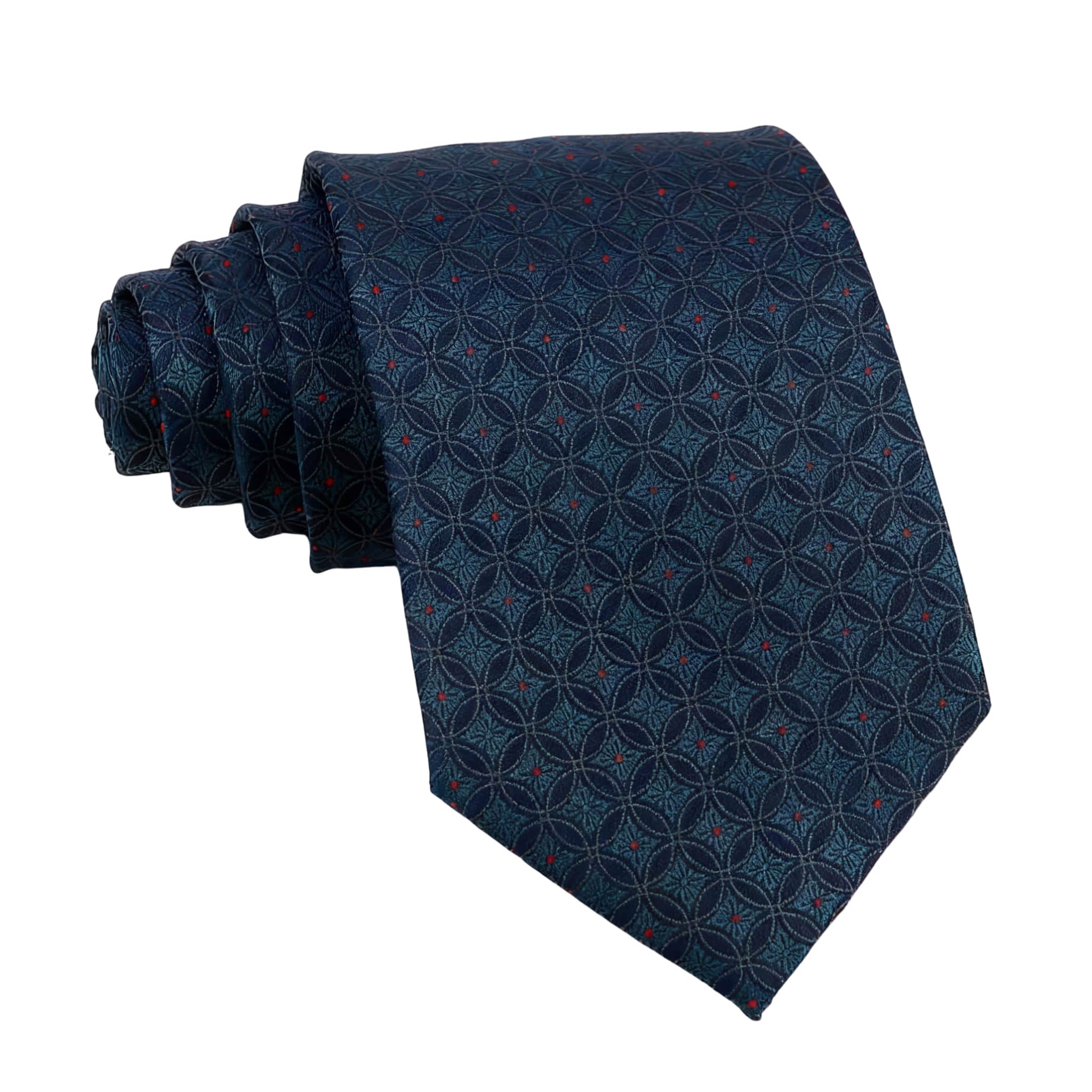 Teal Red Geometric Necktie