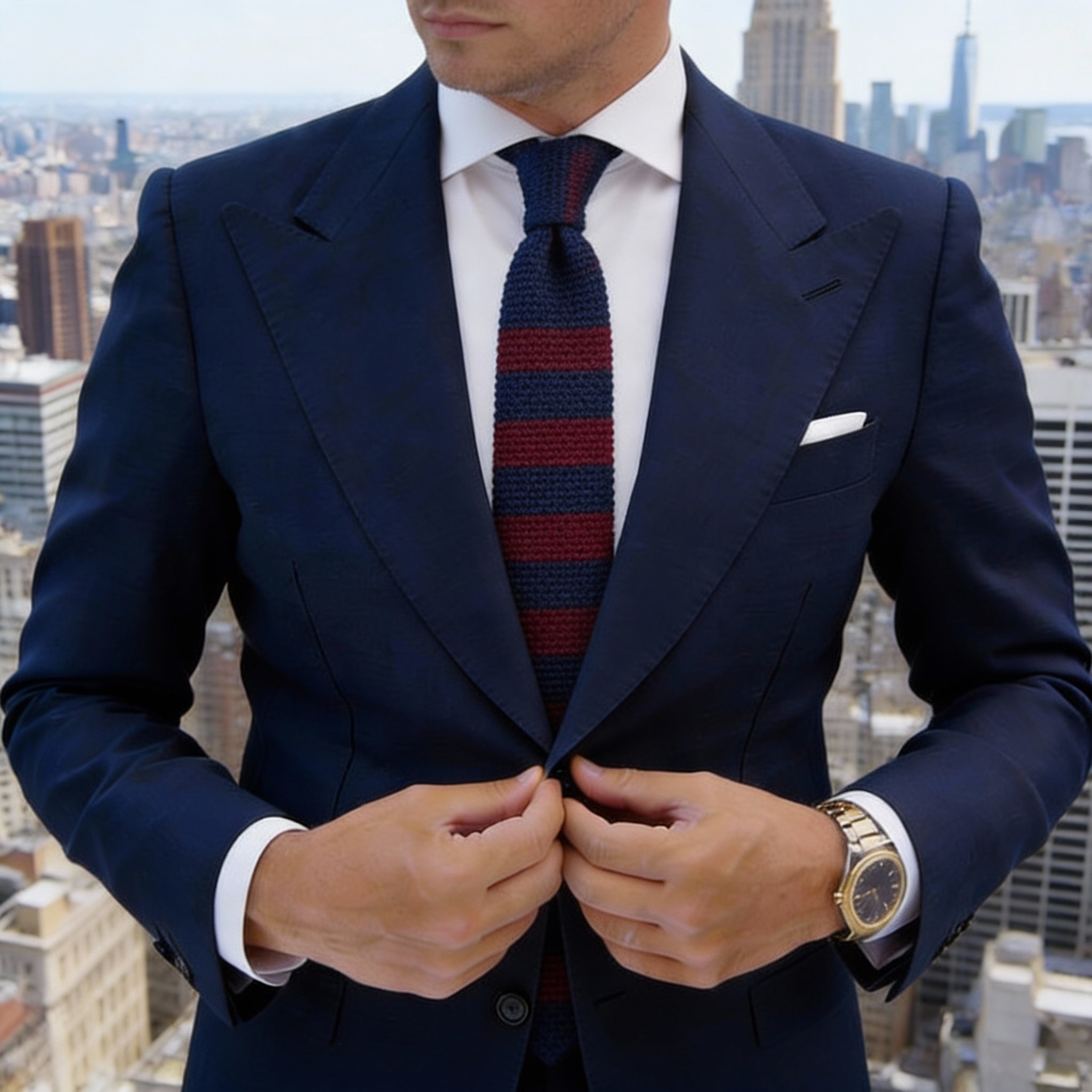 Navy With Red Stripe Necktie