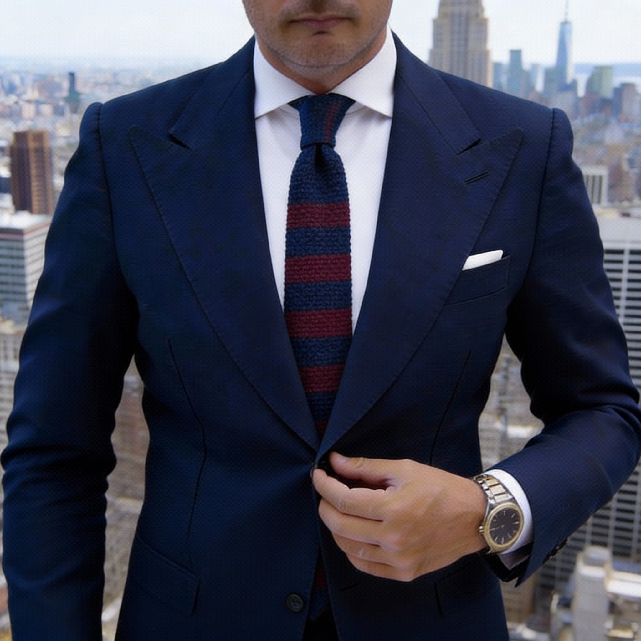 Navy With Red Stripe Necktie