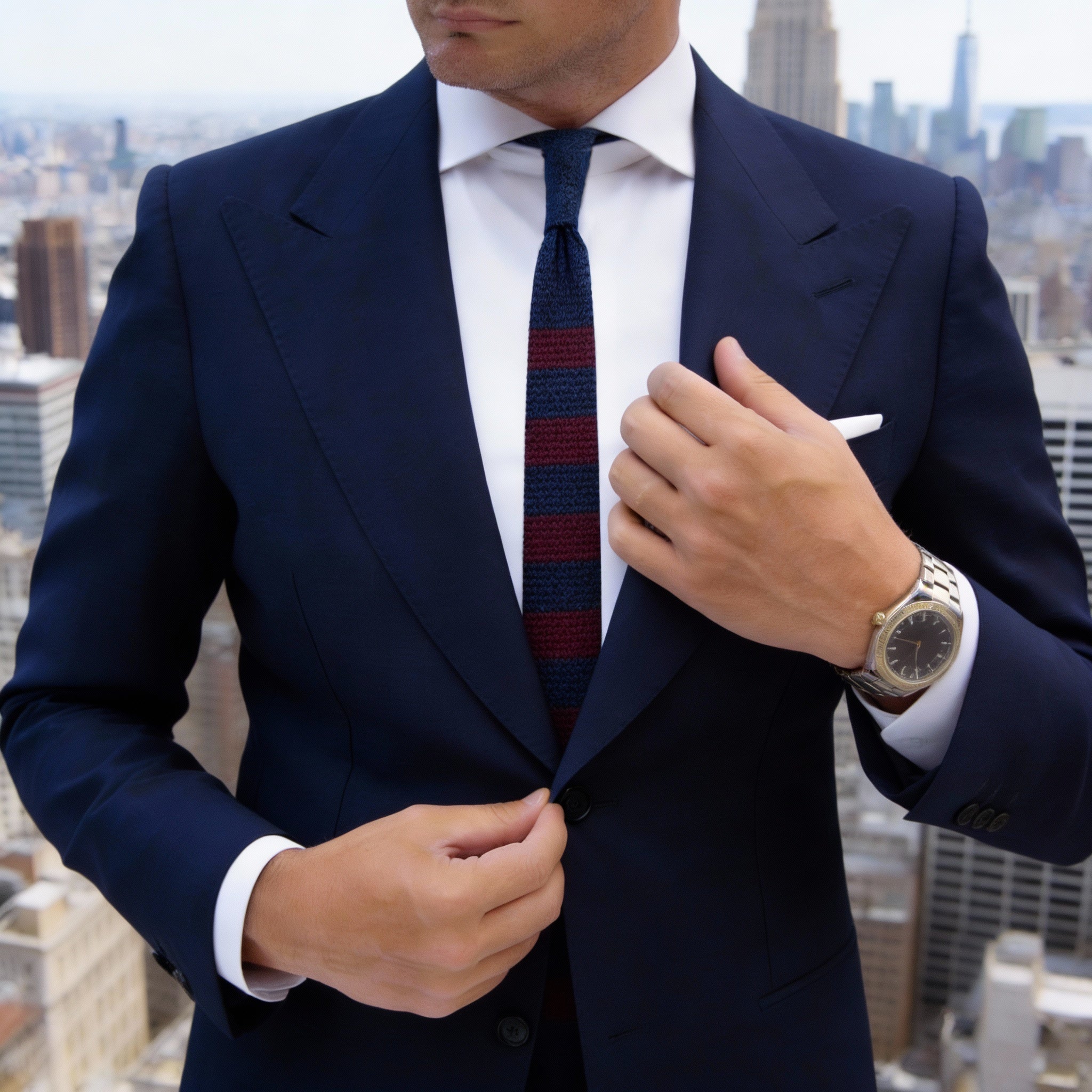 Navy With Red Stripe Necktie