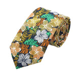 Navy Blue Orange Floral Necktie