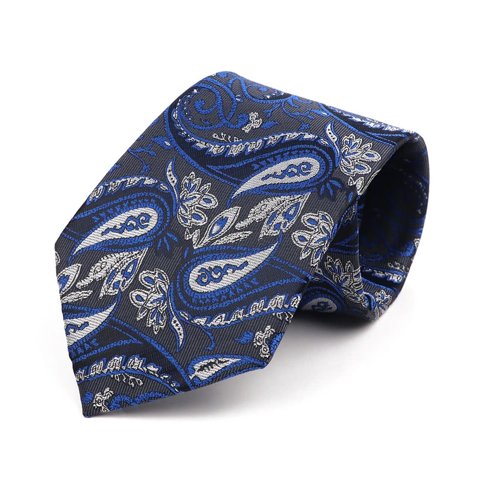 Gray Blue Paisley Necktie