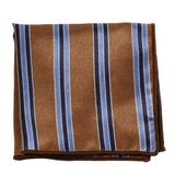 Brown Blue Striped Pocket Square
