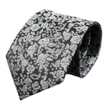 Black White Floral Necktie