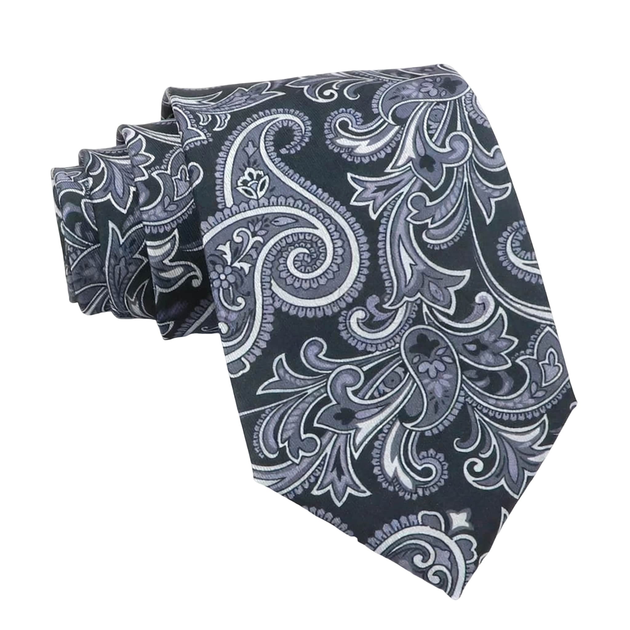 Black Gray Paisley Necktie