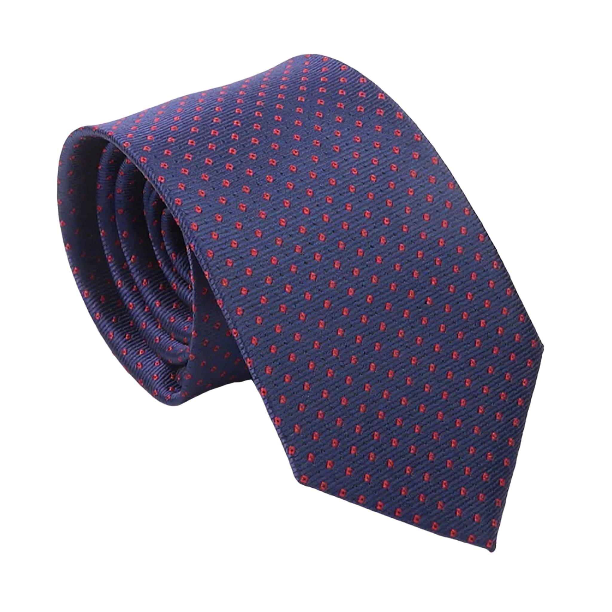 Navy Blue Red Polka Dot Necktie
