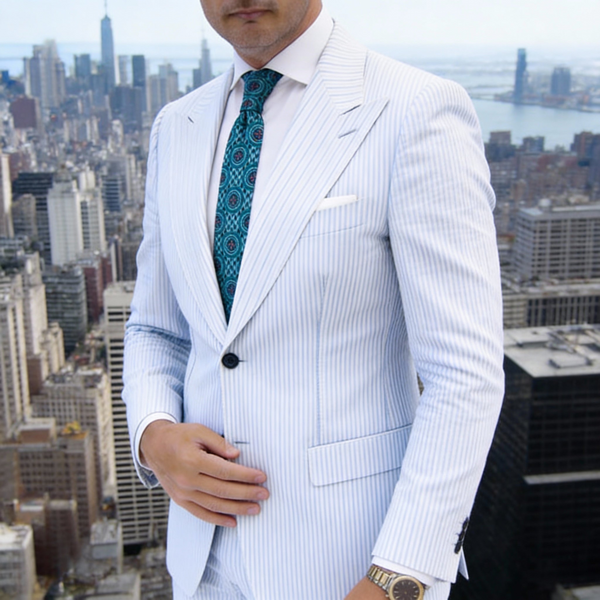 Light Blue with Teal Medallion Necktie