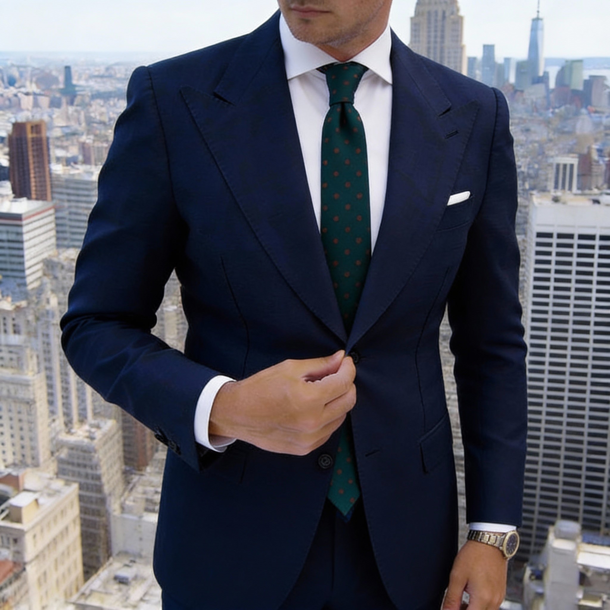 Dark Green with Brown Polka Dots Necktie