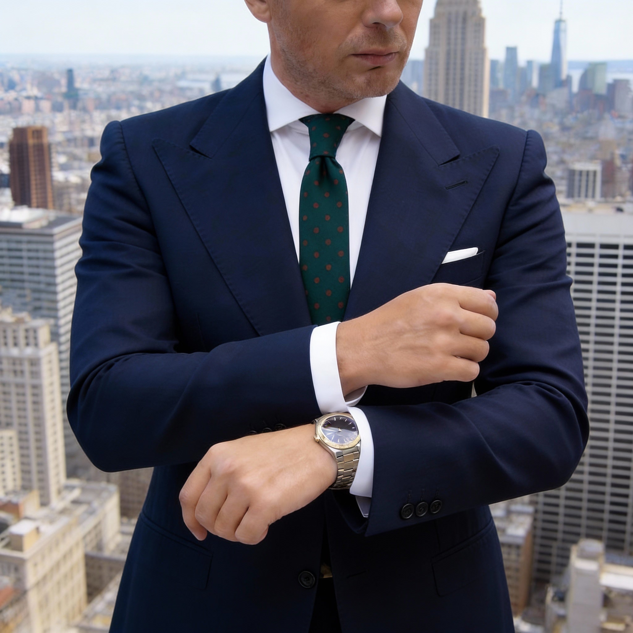 Dark Green with Brown Polka Dots Necktie