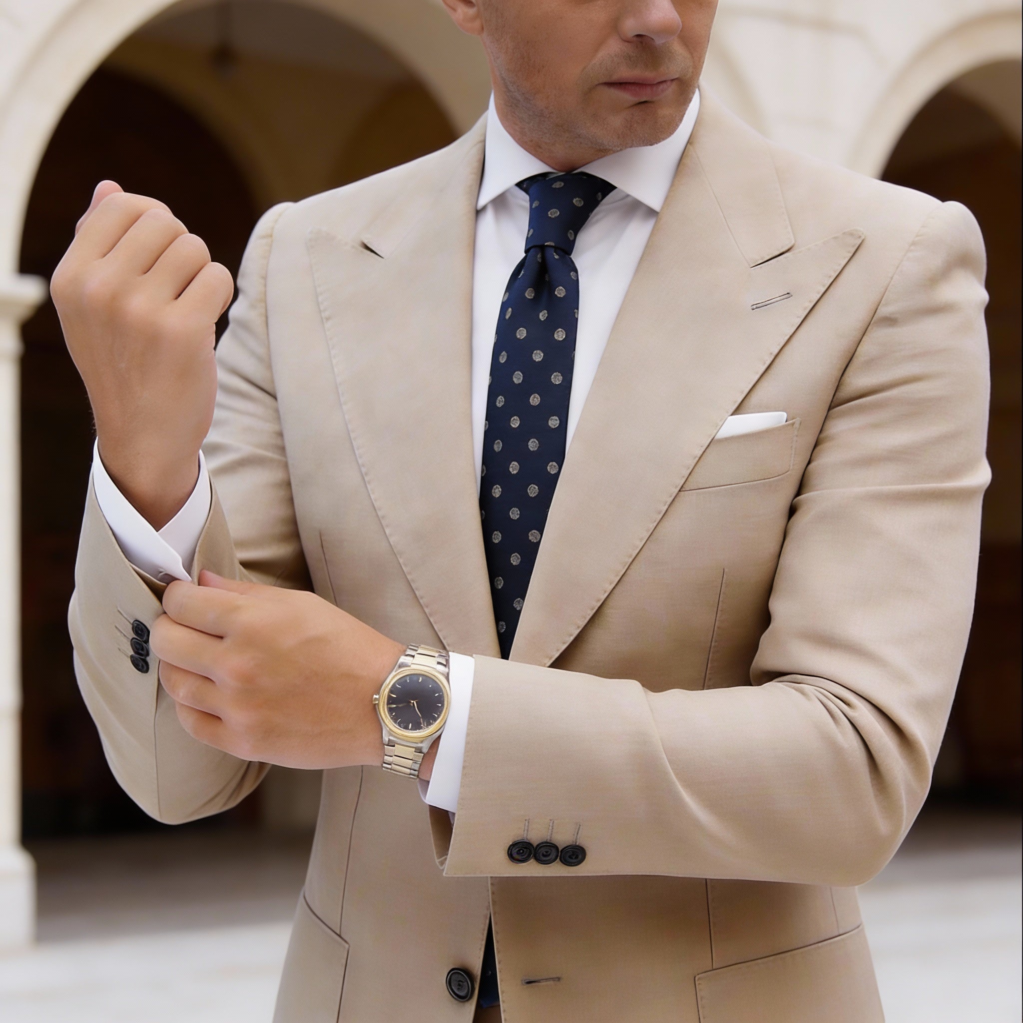 Blue With Gray Polka Dot Necktie