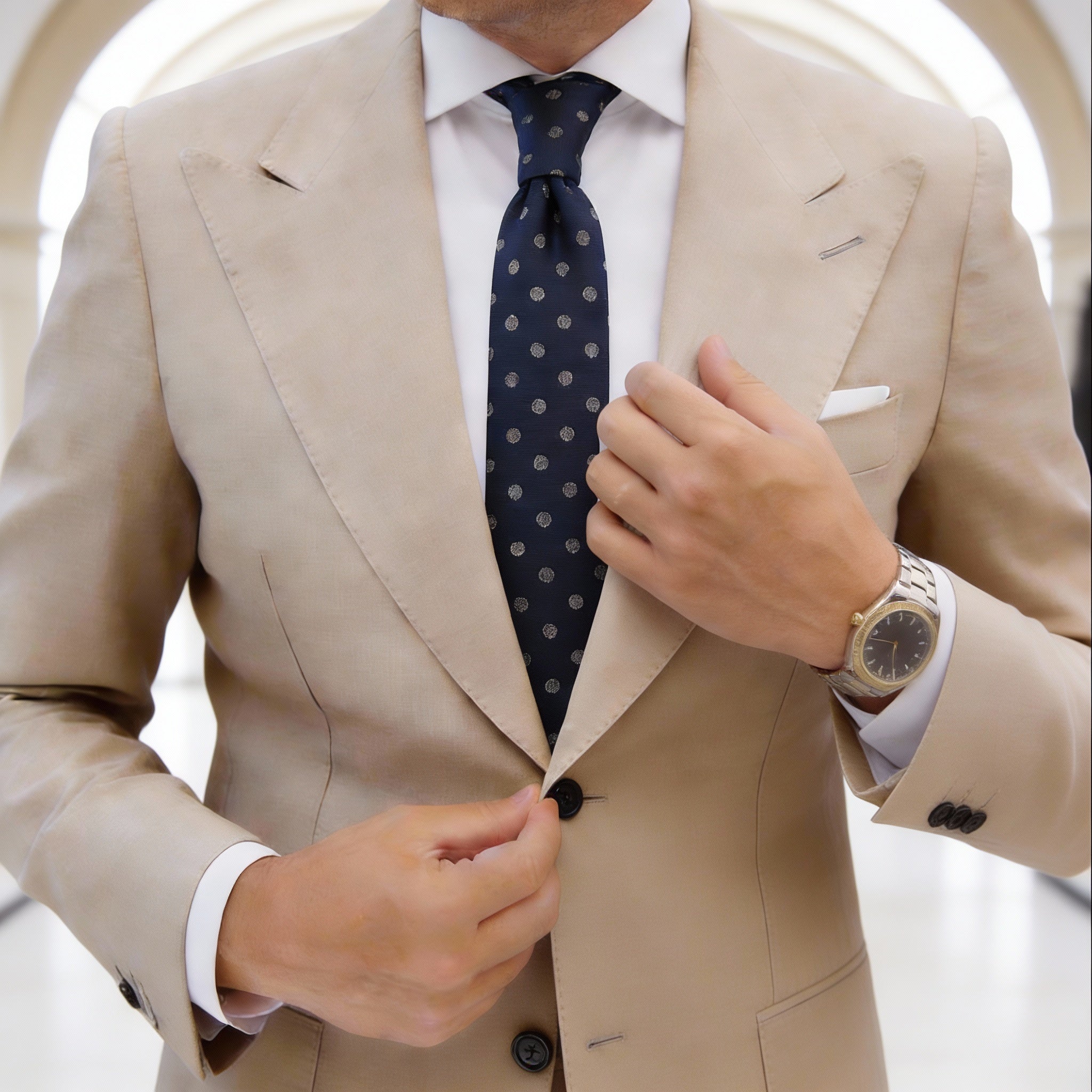 Blue With Gray Polka Dot Necktie