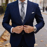 Gray With Black White Plaid Necktie