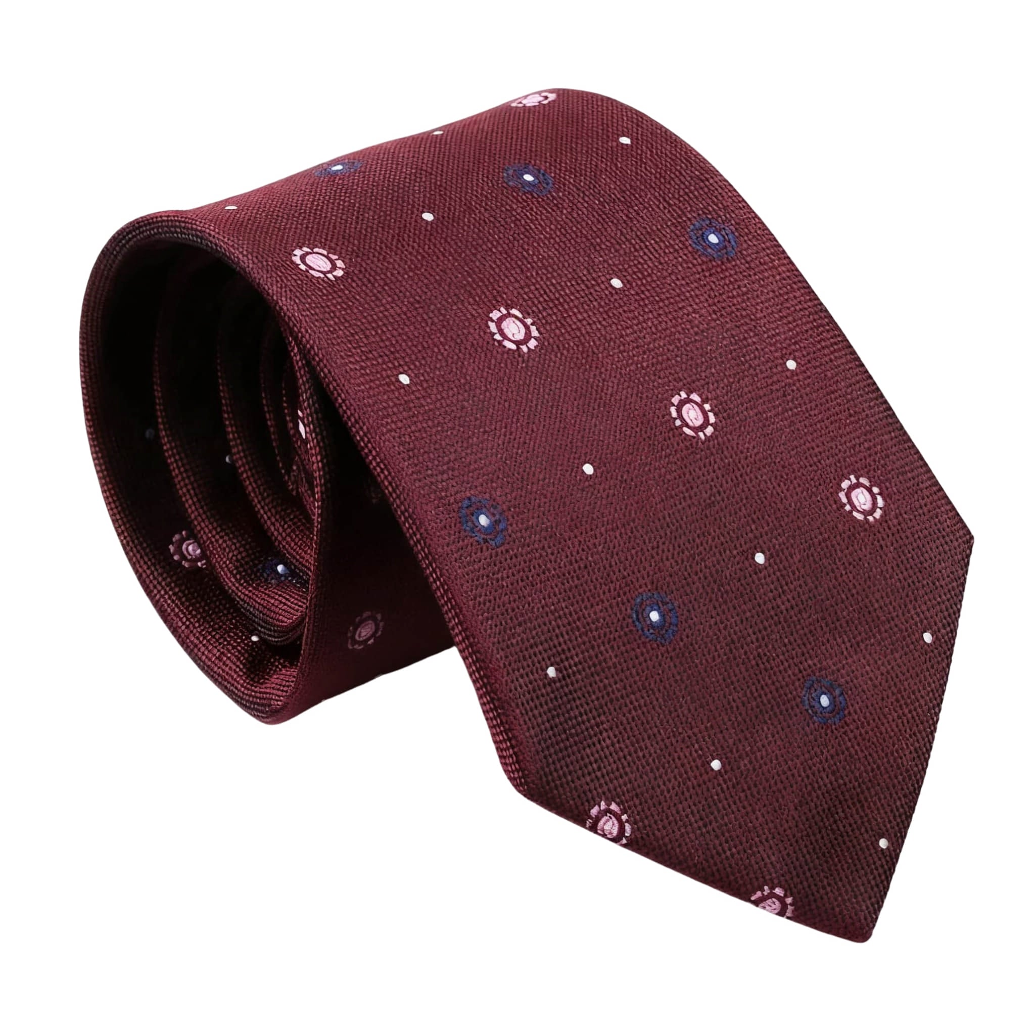 Burgundy Blue Polka Dot Necktie