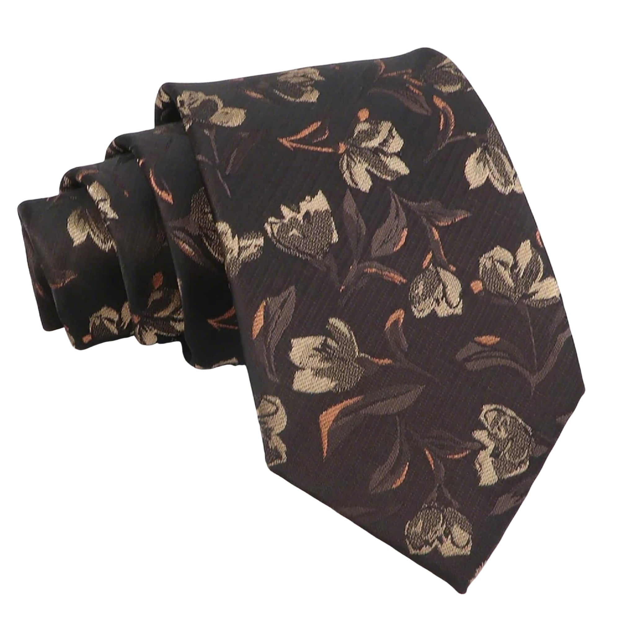 Brown Tan Floral Necktie