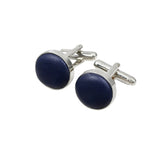 Navy Blue Silver Solid Cufflink